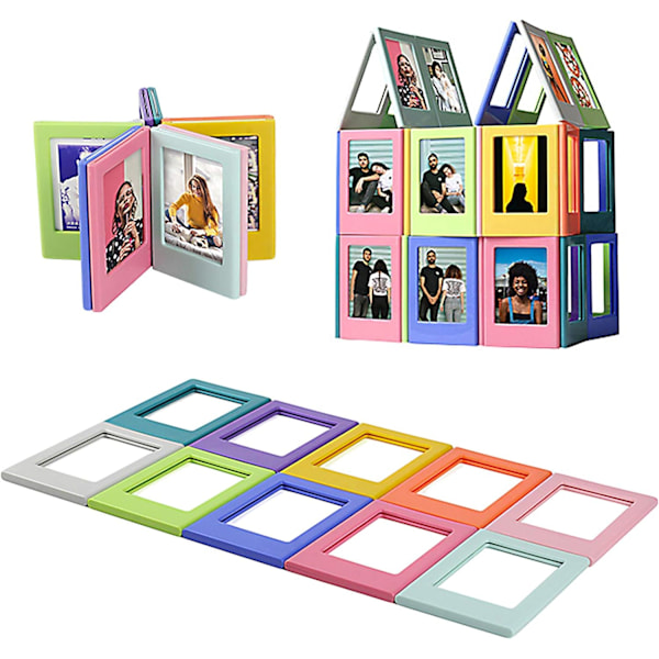 Magnetiske Fotorammer, Mini Fotorammer, 10 stk. Farverig Kombination Magnetisk 3 Tommer Redigerbar Kreativ Mini DIY Fotoramme