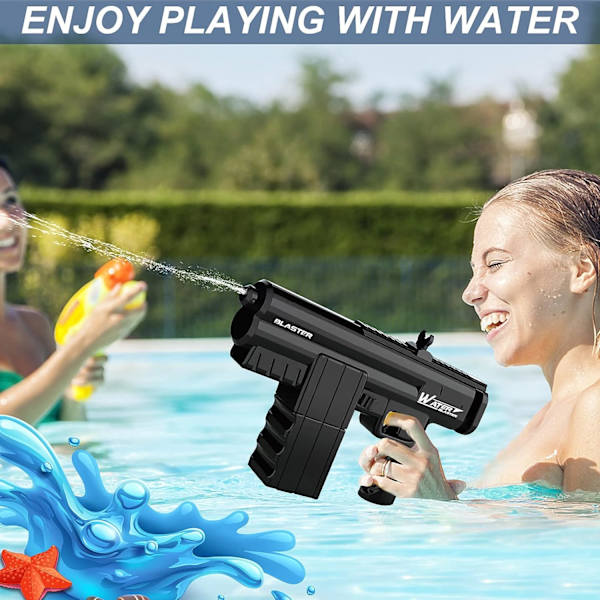 Elektrisk vandpistol legetøj, automatisk vandspray pistol, elektrisk vandpistol til sommer pool fest strand udendørs aktiviteter (sort)