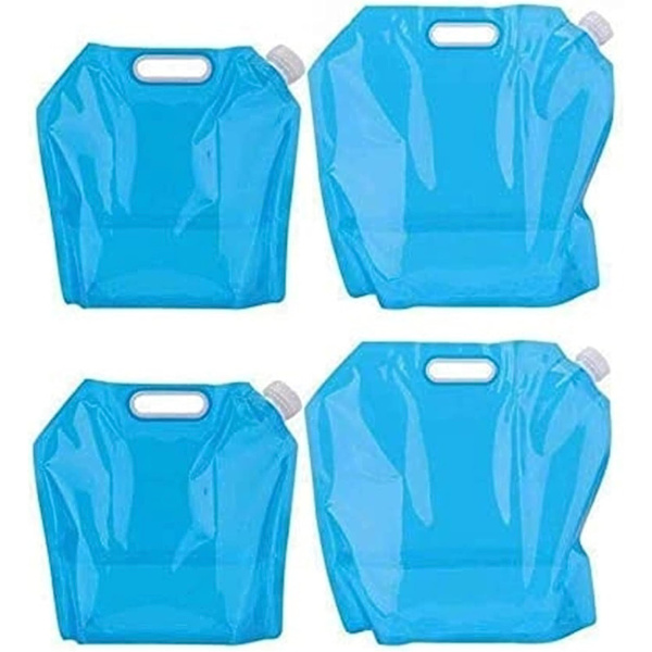 Set med 4 / 30L hopfällbar vattenbehållare 2 x 5L + 2 x 10L Vattenpåsar, hopfällbar vattentank Vattenlagringstank för camping sport
