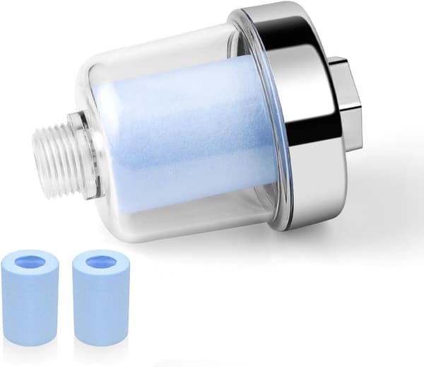 Duschfilter, 1/2\" Antikalkfilter, med 2 utbytbara blå filter