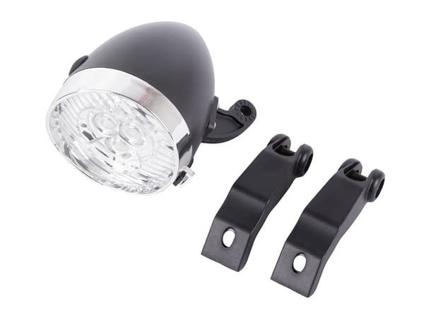 Frontlykt sykkel 3 LED batterier retro krom
