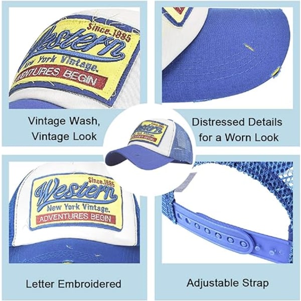 Baseball-lippis, verkkolippikset, unisex, kirjailtu kirjainpaikka, rento lippikset, hip hop -aurinkolippikset Blue