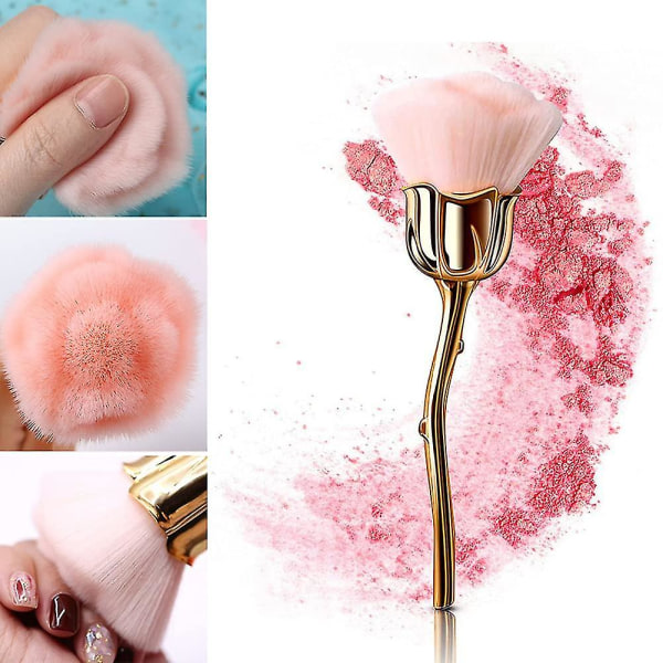 Nageldammborste Pink Rose Borste För Nagelrengöringsborste Lös Powder Blush Brush