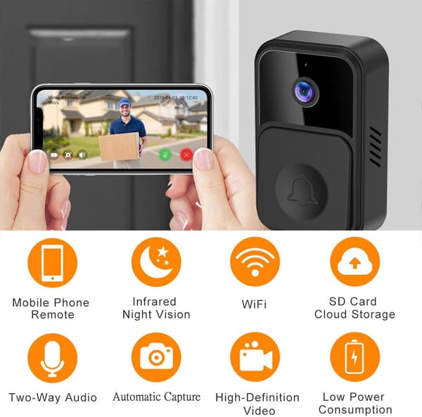 Smart trådlös videodörrklocka, Wifi intelligent videodörrklocka, stöldskyddad dörrklocka