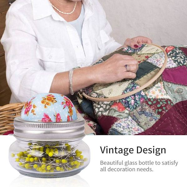 Nåldyna, sy nål, med nålhållare och glasflaska 200 stycken pärlnål quilting nåldyna kit