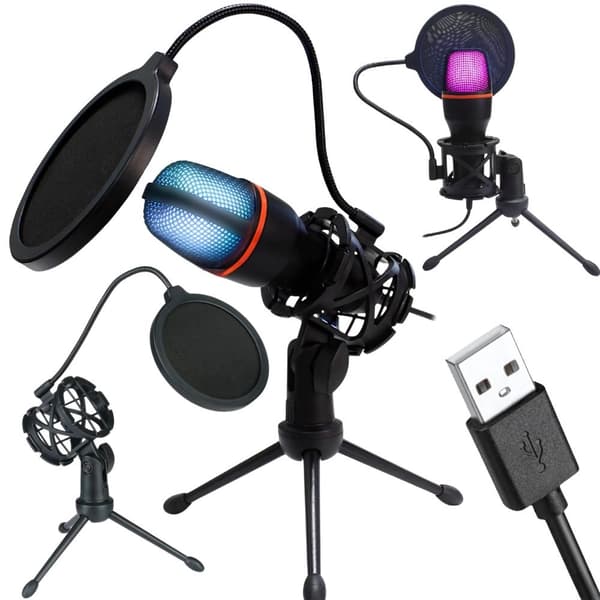 USB Mikrofon RGB - Studiomikrofon for Strømming og Gaming