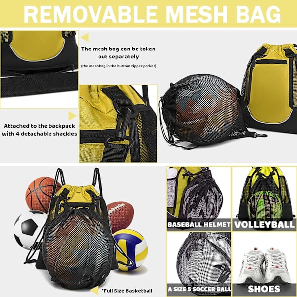 Dragkedja fotbollssäck basketryggsäck för pojkar och flickor, fotbollssko väska rep kit hopfällbar volleyboll PE väska sportväska
