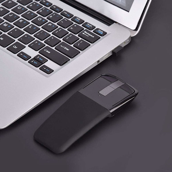 2.4g Foldable Trådløs Touch Mus, Buet Touch Mus Mus med USB-mottaker for PC/Laptop/Smart TV, Stilig Utseende(Svart)
