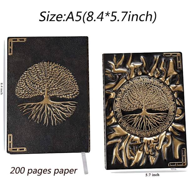 Træjournal, skrivejournal, A5 linjeret journal, 200 sider, rejsedagbog og notesbøger til at skrive i, gave til forfattere og rejsende, mænd eller kvinder Tree(Bronze) 8.4x5.7In