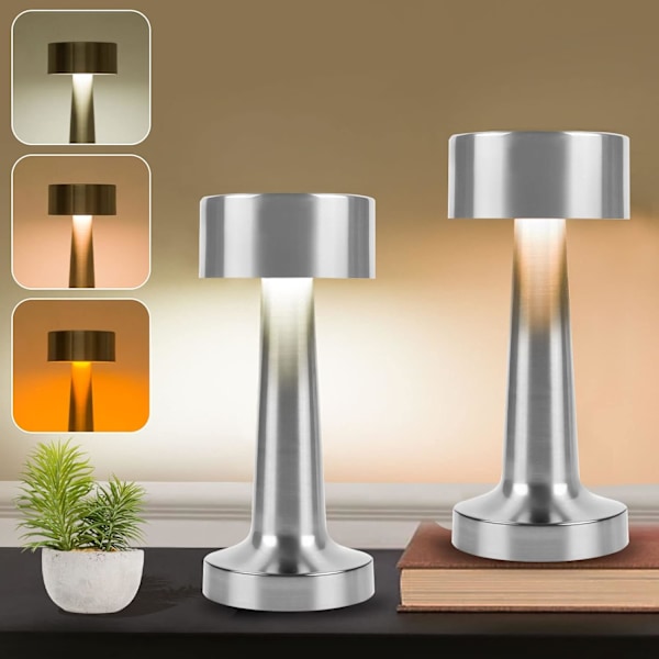 Himmennettävä pöytävalaisin, ladattava LED-valo Silver