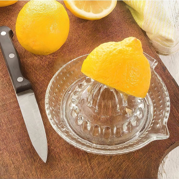 Citrus Apelsin Citronpress, Manuel handjuicer med glas och med handtag och hällpip tungviktsglas