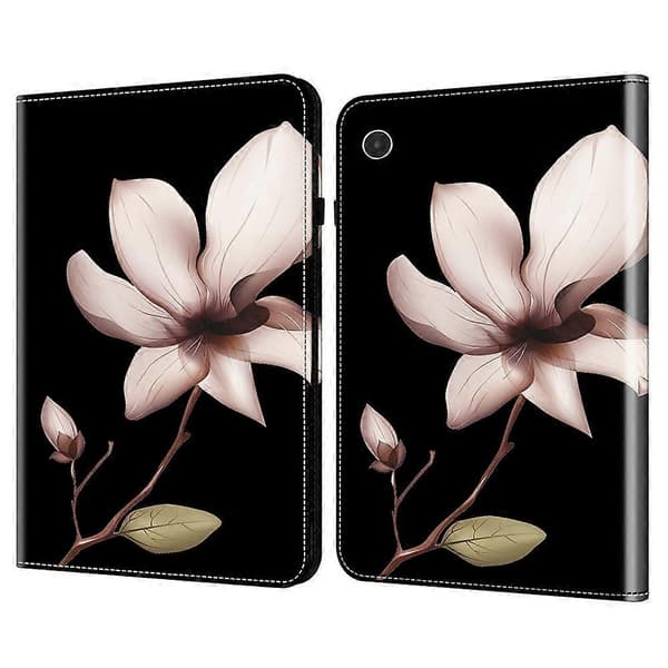 Fodral för Lenovo Tab Plus, mönstrad läder surfplatta skydd med kortplats - Rosa blomma
