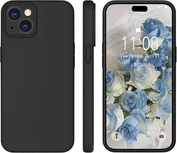 Flytande silikonfodral, täckt gelgummi slim stöttåligt skyddsfodral med mikrofiberfoder, för iPhone 15 Case6.1 tum