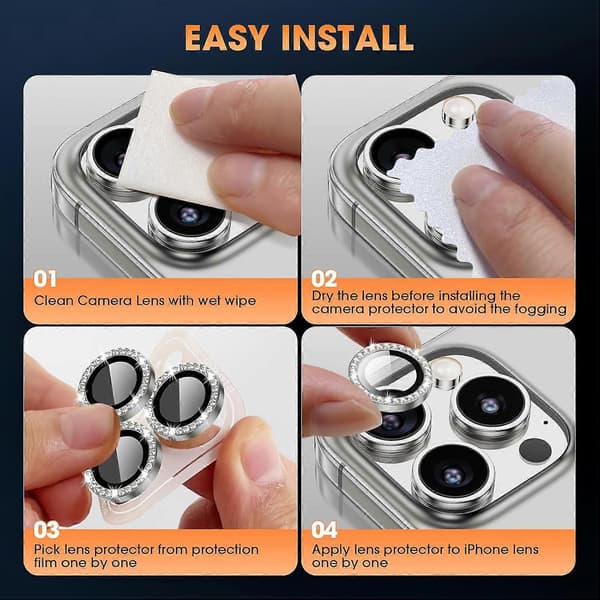 För iPhone 14 Pro Max/14 Pro Kameralinsskydd Diamantringdesign Härdat Glas Linsfilm