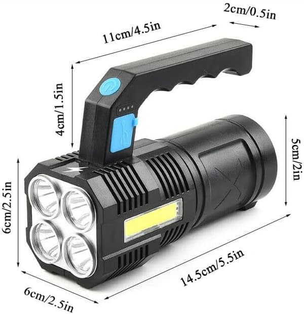 Supertehokas LED-taskulamppu, ladattava COB-taskulamppu, vedenpitävä työtaskulamppu ja 4 tilaa, kannettava hätätaskulamppu