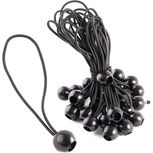 25-pack gummiband med kulhake - Bungee-snöre idealiskt för tält, presenningar, väskor, pooler, studsmattor och mer - 21 cm längd
