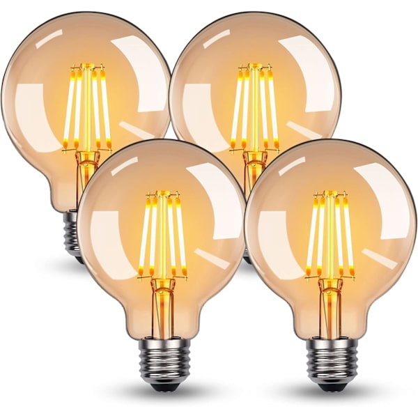 E27 LED-pære, E27 Retro-pære 4W G95 LED-pære E27 Varmhvit 2700K 360LM Edison Dekorativ Retro-pære Retro Antikk Lampe