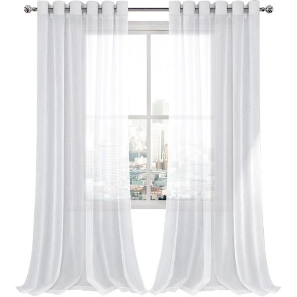 Polyester Sheer Gardiner - Øjeblikkelige Voile Vinduegardiner til Soveværelse Stue, 134 cm x 210 cm Lange, Sæt af 2 lechoso 34*79inch