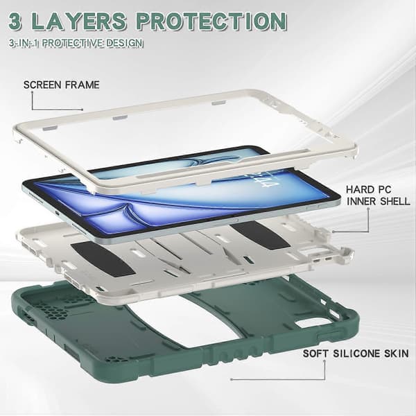 Kickstand-etui til iPad Air 11 (2024) PC+Silikone Anti-drop Tablet Cover