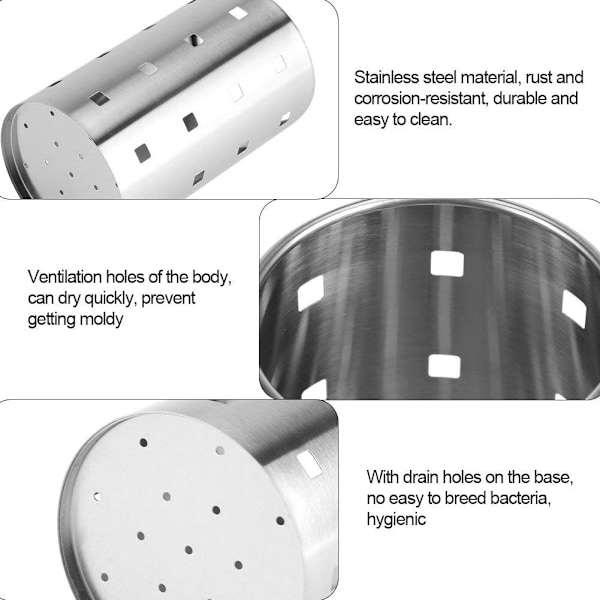Bestikkstativ i rustfritt stål, kjøkkenredskapsholder, bestikkurver, runde oppbevaringsstativer for skjeer, kniver, gafler, gave til kvinner, mamma L