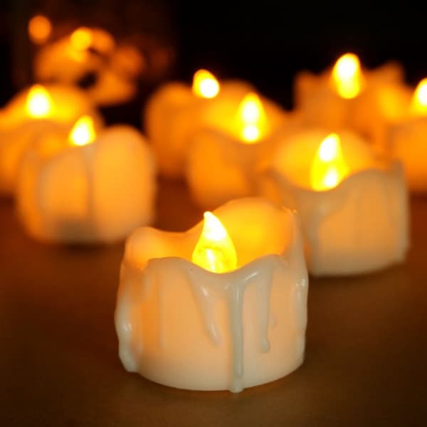 LED-teljus med timer, batteridrevne flammefrie lys - trygge og dekorative, 24 stk.