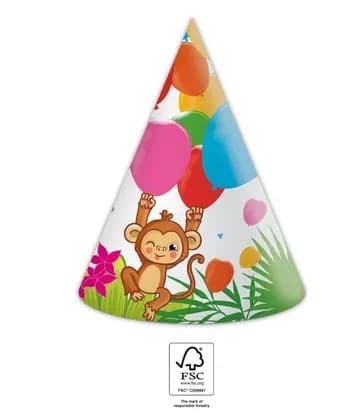 Jungle Balloons festhatt, 6 stk FSC