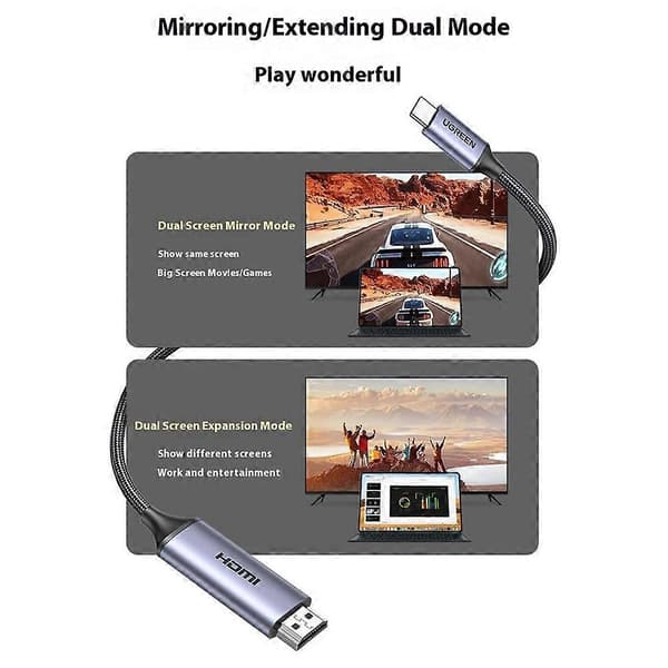 UGREEN 90451 1,5 m Type-C til HDMI-kabel 8K High Definition Display Adapter