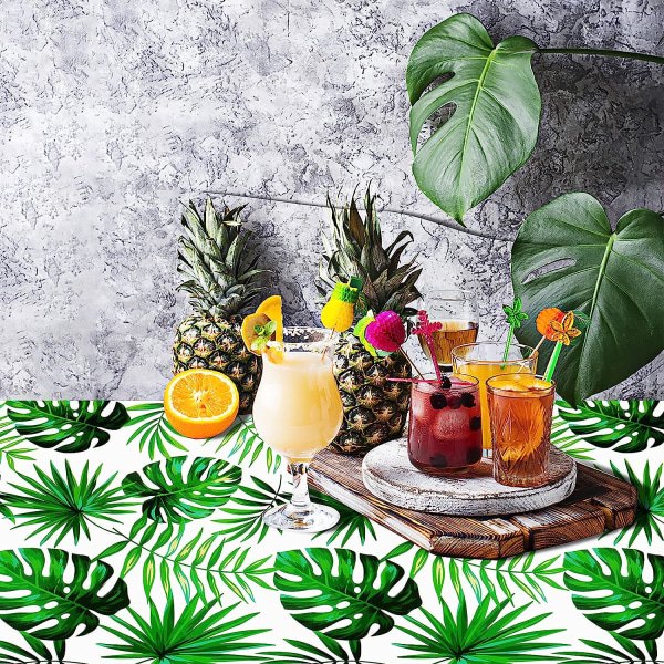 3-pack palmbladsdukar för hawaiianska festdekorationer, engångsdukar för hawaiiansk luau (plast, rektangulär, 137 x 274 cm)