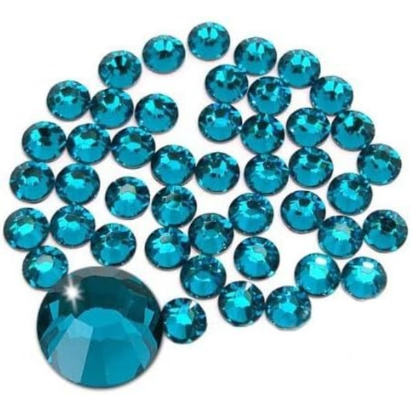 576 st limfixade platta strassglasdiamantpärlor för nagelkonst hantverksdekorationer kläder skor Blue Zircon 576pcs