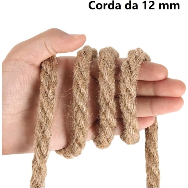 12 mm luonnonjute-naru koristeluun ja tee-se-itse-töihin, 10 metriä, kestävä