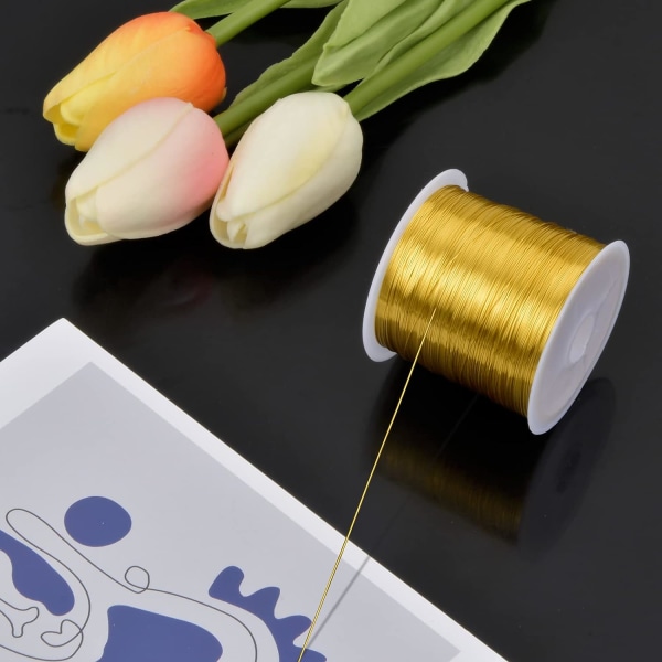 100 m x 0,3 mm kopparsmyckestråd för hantverk Smycken pärltråd Metallhantverkstråd för smyckenstillverkning Anfärgningsbeständig Bar koppar (guld)