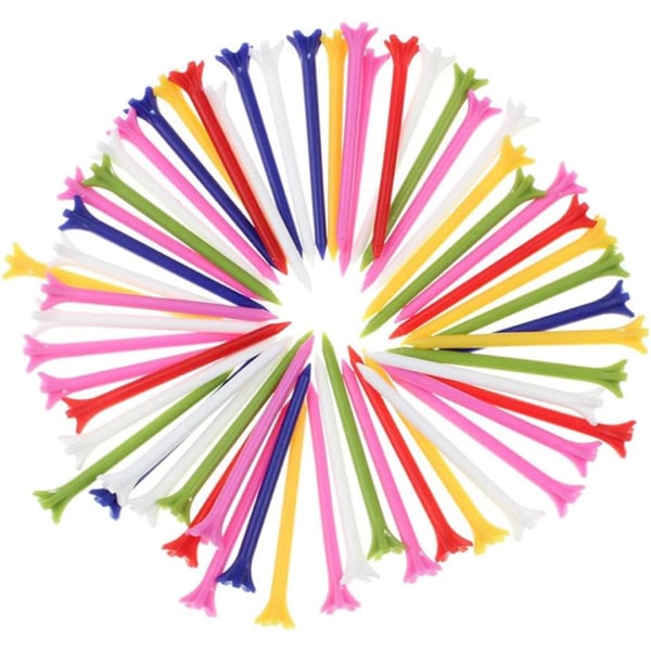100-pack olika färger professionell slitstark 70 mm plast golf-tee Bulk (slumpmässig färg)