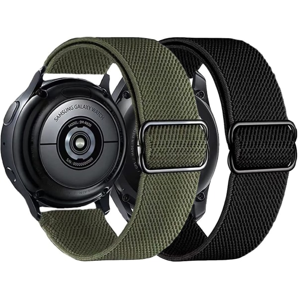 Pakke med 2 nylonklokkeremmer kompatible med Samsung Galaxy Watch Active 2 20mm