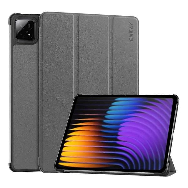 Til Xiaomi Pad 7 Pro/Xiaomi Pad 7 Trifold Stand Cover PU Læder+PC Tablet Case - Grå