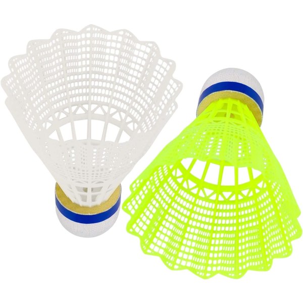 12-pack badmintonbollar Premium nylon , höghastighetsträningsbadmintonbollar för inomhussport utomhus (vit och gul)