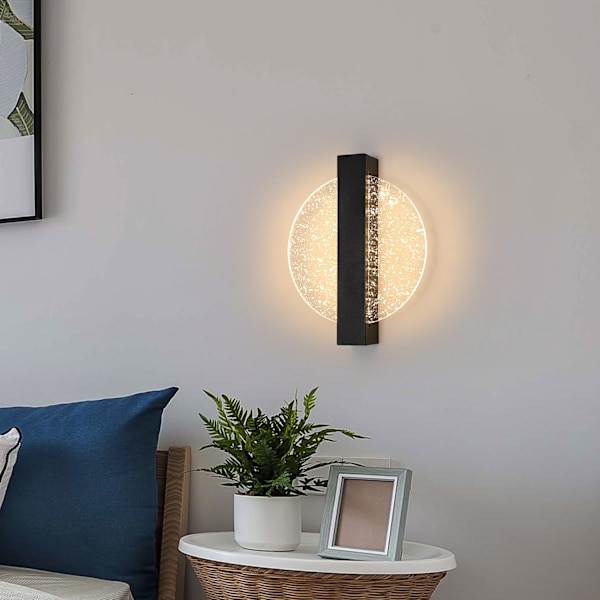 6W dæmpbar LED væglampe, moderne indendørs aluminium væglampe, LED væglampe senglampe, sort rund akryl væglampe, 3000K-6500K