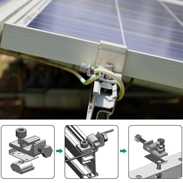 Stycken Standard Solar Panel Jordklämmor, Solar Montering System Fixing Kit, Monteringsfäste Klämmor Solpanel Fästelement Jordning Klackar