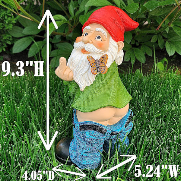 Mood Lab Trädgårdstomte - Byxor Ner Tomte - 9,3 Tum Hög Staty Trädgård Figur