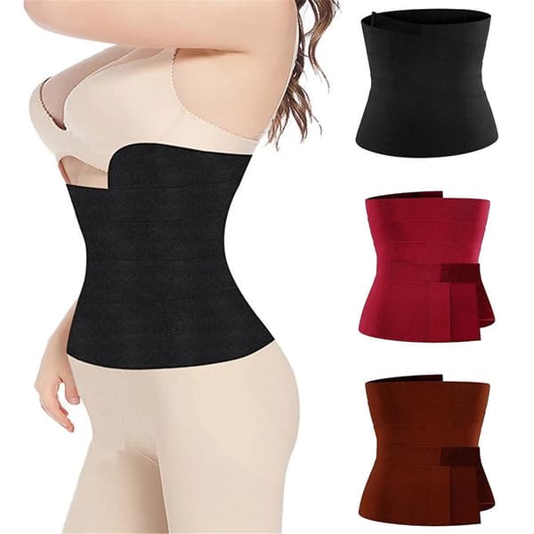 Bandage Wrap Lumbar Waist Support Belt, Compression Lower Back Brace, Tummy Control Waist Trimmer