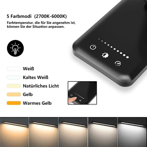 Skrivebordslampe LED dæmpbar i 5 farver og 5 lysstyrkeniveauer Black