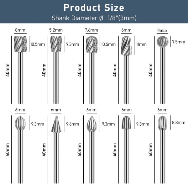 20 stk. Rotationsfræser Sæt, Højhastighedsstål Skæreværktøj med 3mm Slibhoved til Træbearbejdning Skæring Gravering Boring