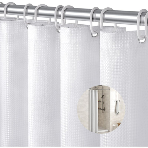 Våffel Duschdraperi Tvättbart Vattentätt Mögelresistent med Hängögla 180x90cm Lämpligt för Dusch