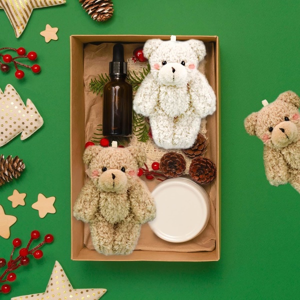 16-pack Mini Joint Nalle Tiny Bear Gosedjur Liten plysch björnleksak för nyckelring Baby Shower Bröllop DIY Craft Party Favor