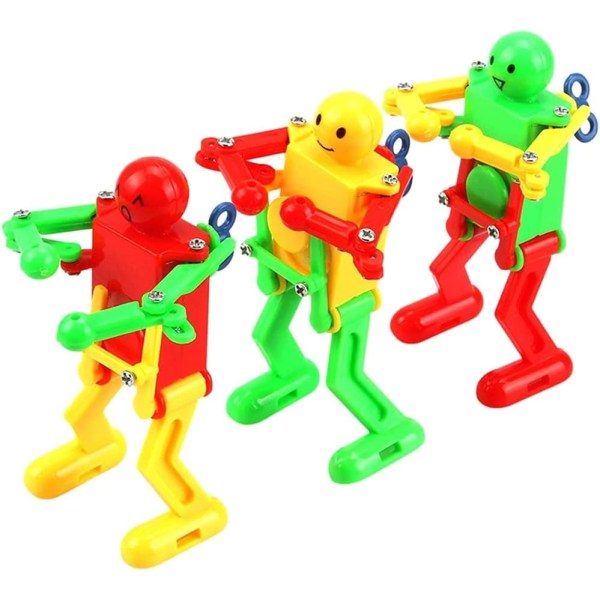 3 stk. opptrekkbare leker robotdanser flerfarget fjærvikling svingrobot