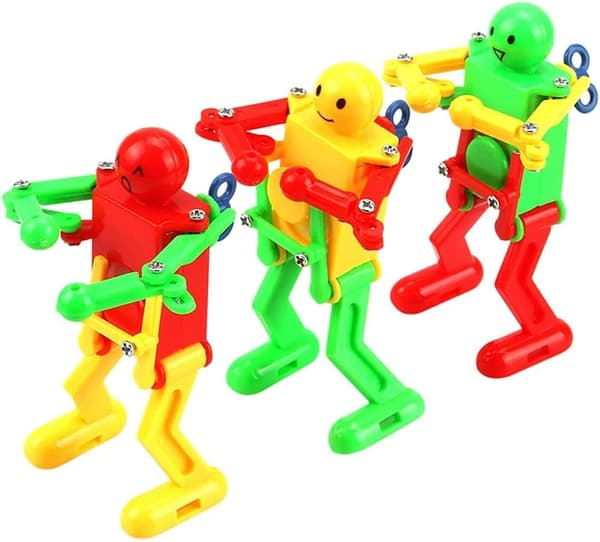 3 stk. Optræk Legetøj Robot Danser Multifarvet Fjeder Optræk Sving Robot
