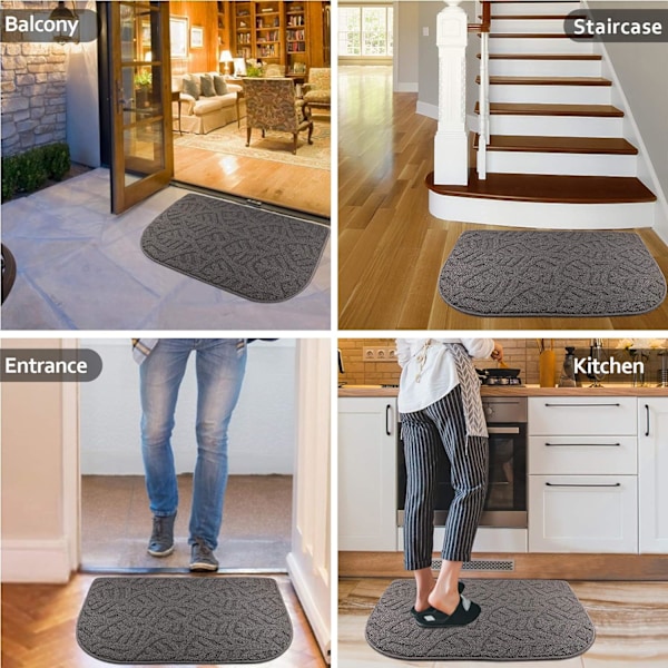 Dörrmatta för inomhusbruk, 30\"x18\", tvättbar i maskin, absorberande halvcirkelformad entrématta Dark Grey