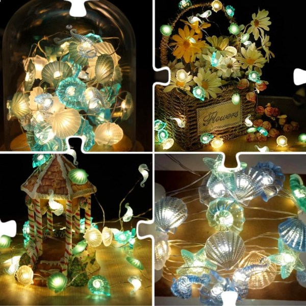 Ocean String Light Sea Shells Seahorse Conch Light Beach String Light LED String Lights Dekorativt för juldekoration