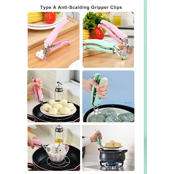 Rustfrit stål anti-skoldning tallerken gripper klemmeholder til at flytte varme tallerkener eller skåle med mad ud fra Instant Pot mikrobølgeovn (2-pak)