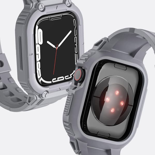 Kompatibel med Apple Watch Ultra 49mm silikone bumper justerbar rem grå