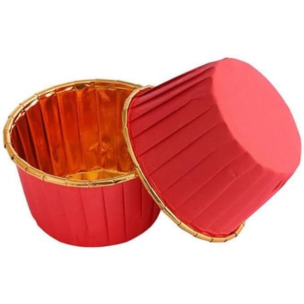 50pcs Cupcake Boxes, Cake Muffin Liners, Grease-proof Foil Baking Cup Paper Packaging, Metal Cake Cups for Home Use